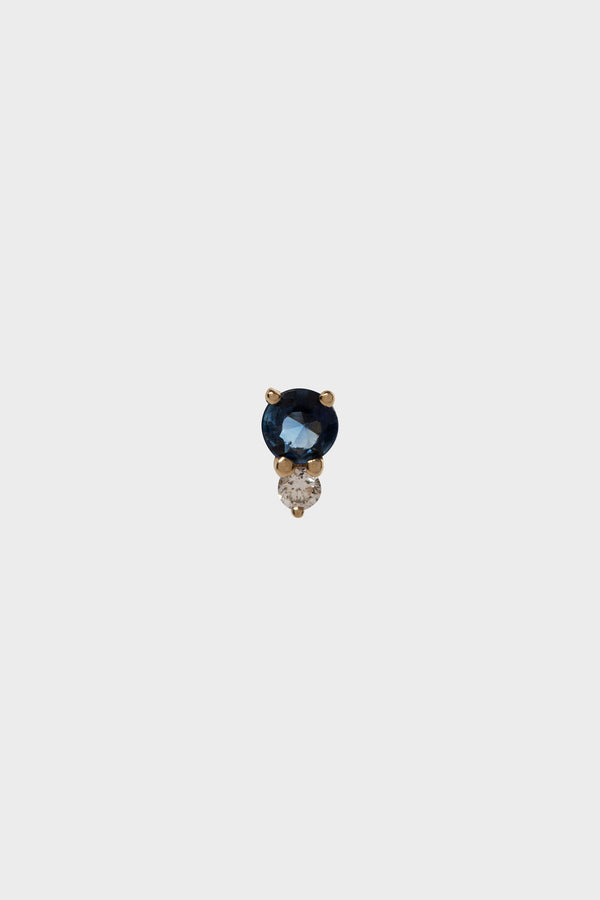 IN STOCK DIAMOND AND BLUE SAPPHIRE DOUBLE DOT STUD