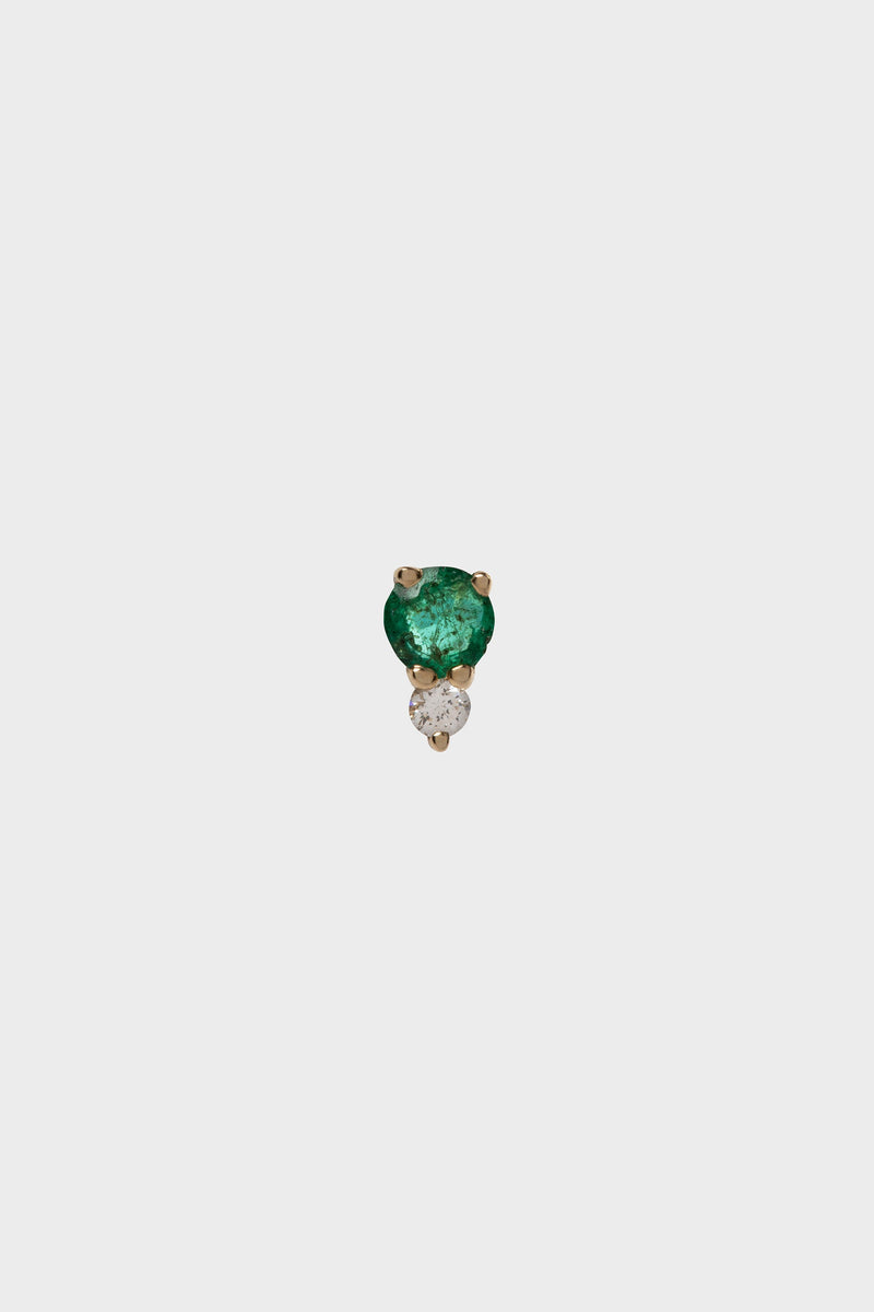 IN STOCK DIAMOND AND EMERALD DOUBLE DOT STUD