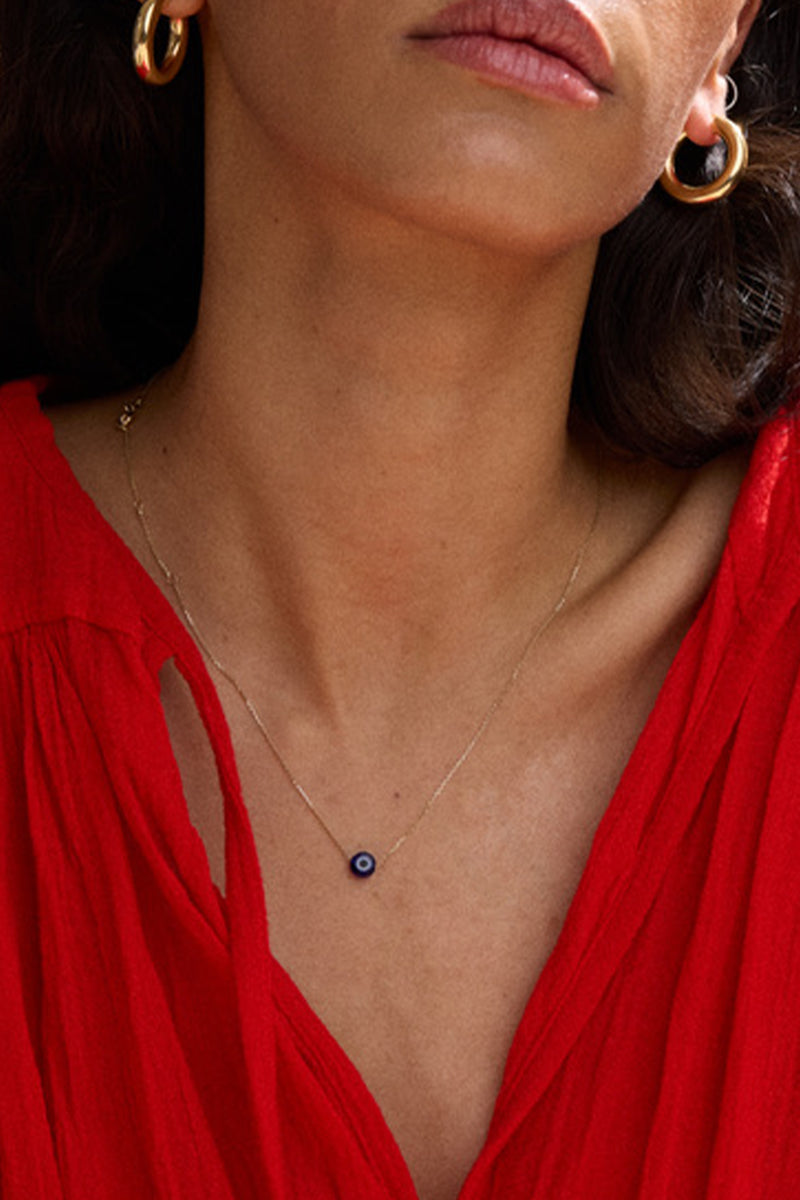 SAME DAY MYKONOS EVIL EYE BLUE NECKLACE