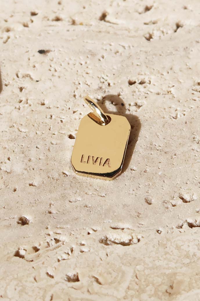 THE LOVE TAG NAME GOLD PENDANT