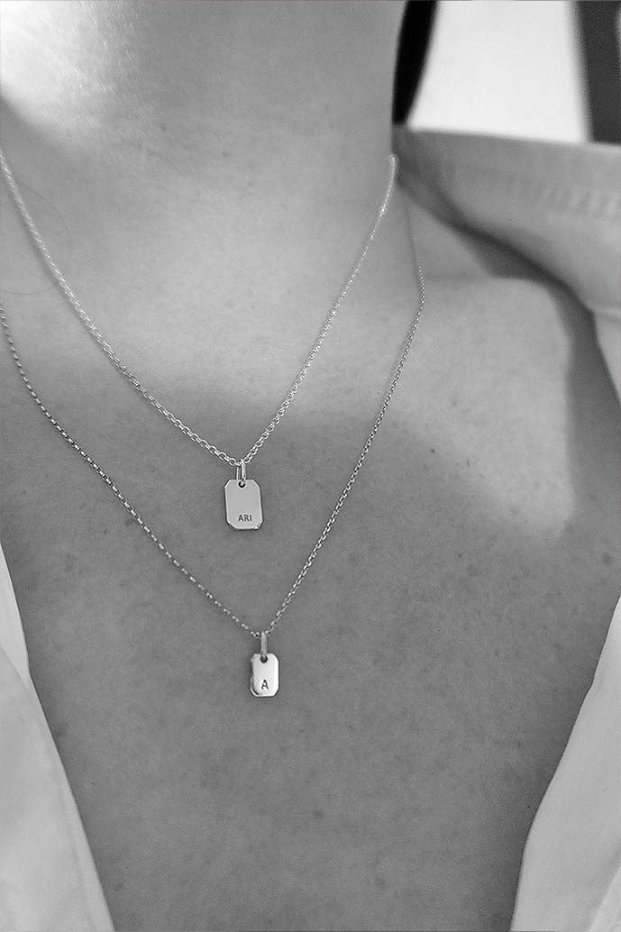 THE LOVE TAG NAME SILVER NECKLACE