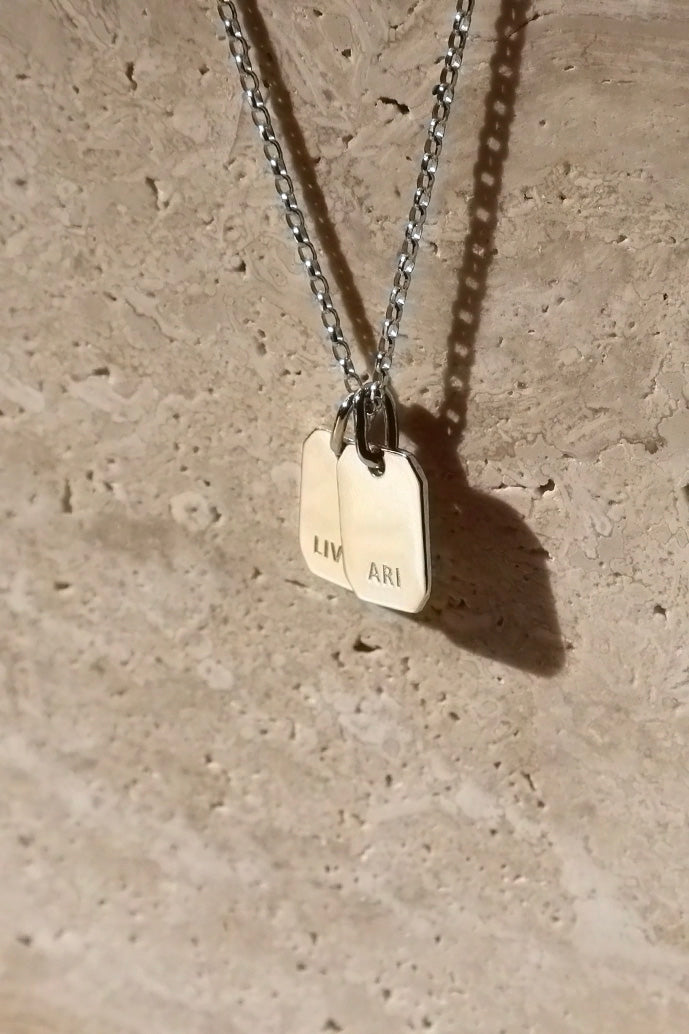 THE LOVE TAG NAME GOLD NECKLACE