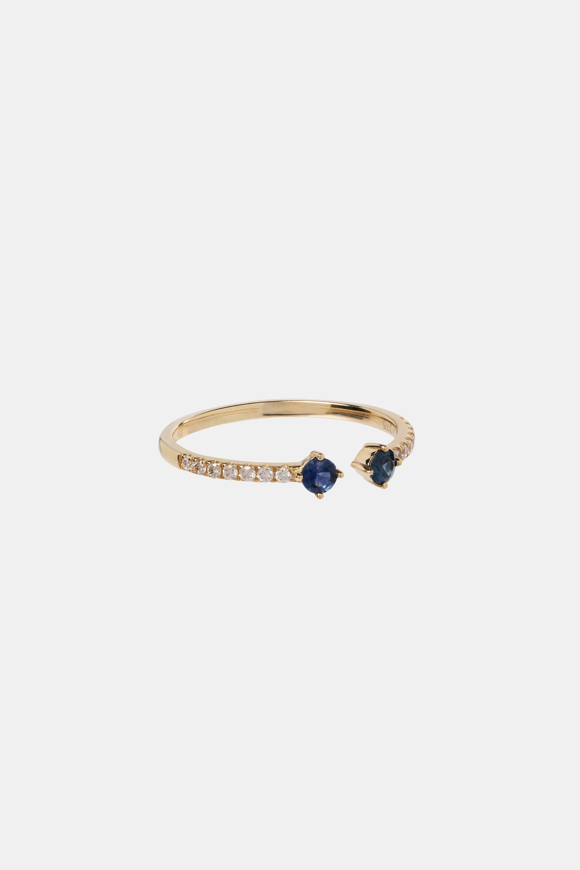 OPEN ETERNITY DIAMOND AND BLUE SAPPHIRE RING – AURUM + GREY