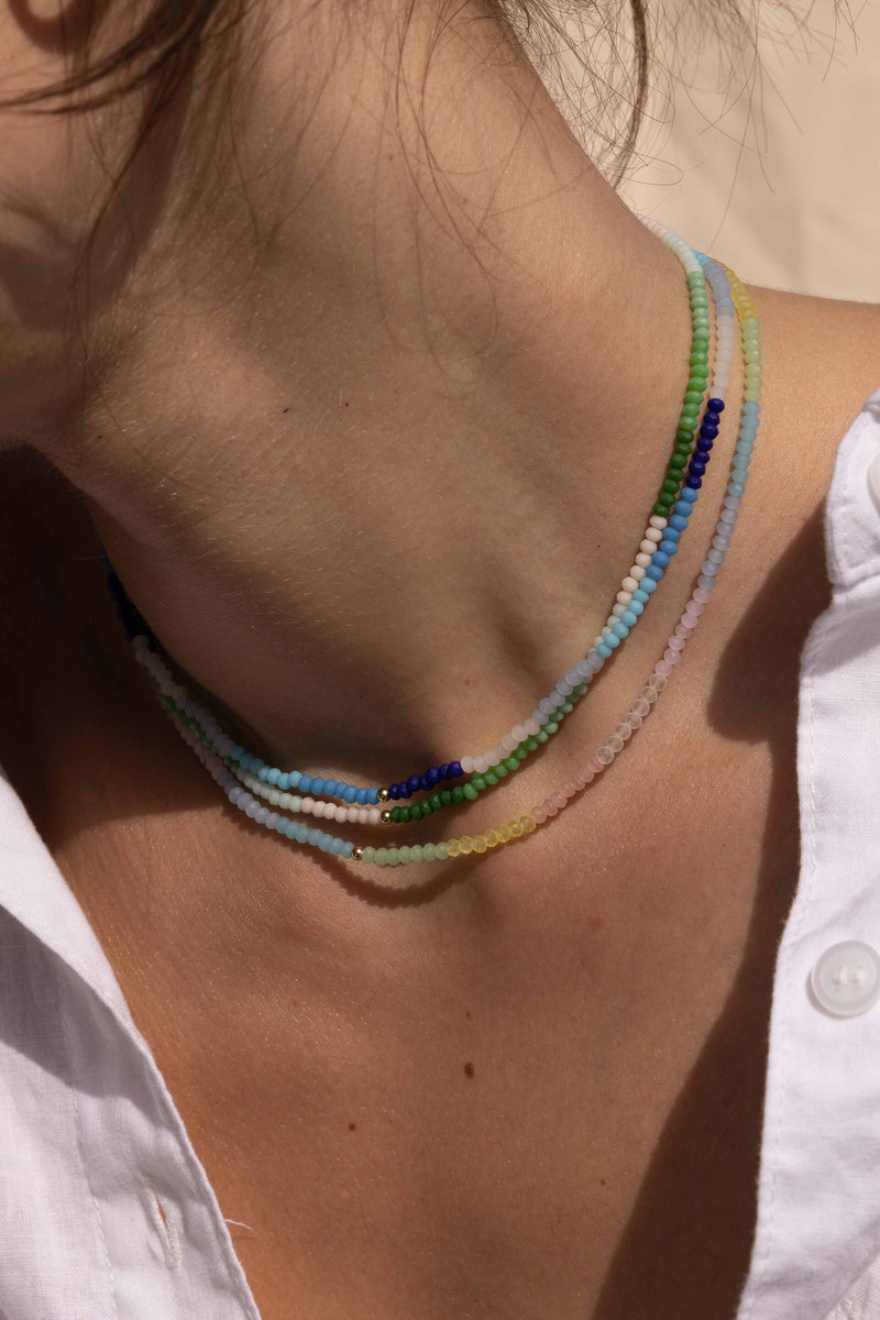 SUNSHINE BEADED NECKLACE OLD TOWN BLUE